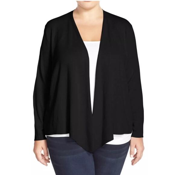 NIC + ZOE 4-Way Sweater 2X Black Plus Curvy Cotton Blend V-Neck All Year - Picture 1 of 15